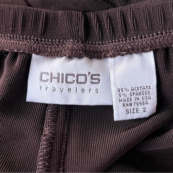 •Chico's Travelers• Dark Brown Wide Leg Pants -Size Large - Picture 2 of 6